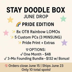 Boîte à griffonnages STAY – édition June PRIDE + option de pack fondateur de 3 mois Cartes photo Lomo personnalisées Stray Kids PC Mailer | Décoré à la main