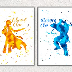 Ed y Al – Acuarelas de Fullmetal Alchemist – Impresiones de 28 x 43 cm