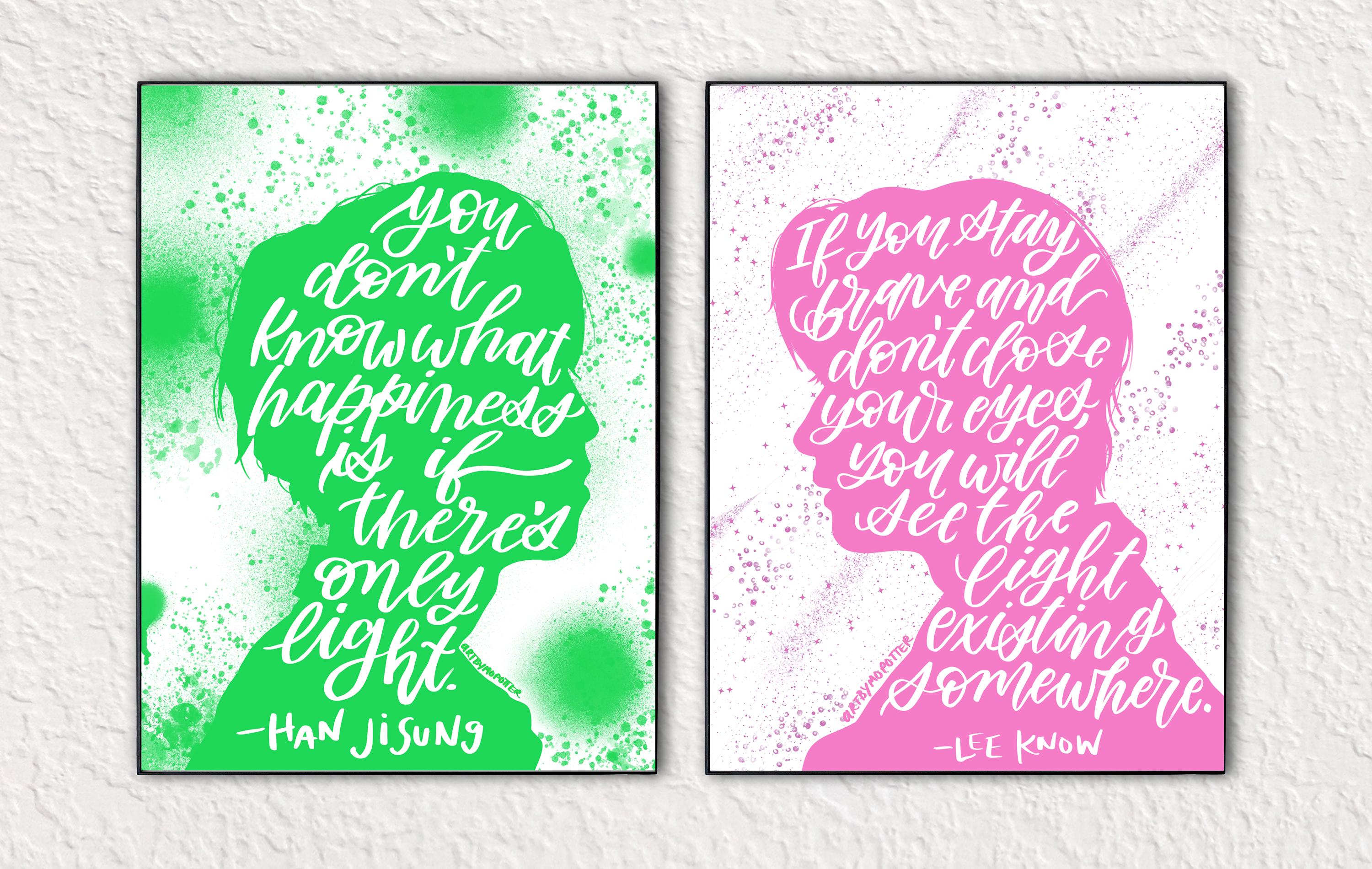 Han X Lee Know MINSUNG Stray Kids Ship Kpop Quote Illustration Art