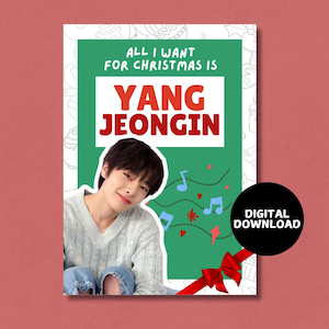 Biglietto di auguri di Natale stampabile Jeongin I.N Stray Kids - Download digitale istantaneo, biglietto di auguri divertente K-Pop SKZ in formato A6