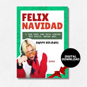 Druckbare Felix Navidad Stray Kids Weihnachtskarte - Sofortiger digitaler Download, A6 K-Pop SKZ Weihnachtskarte
