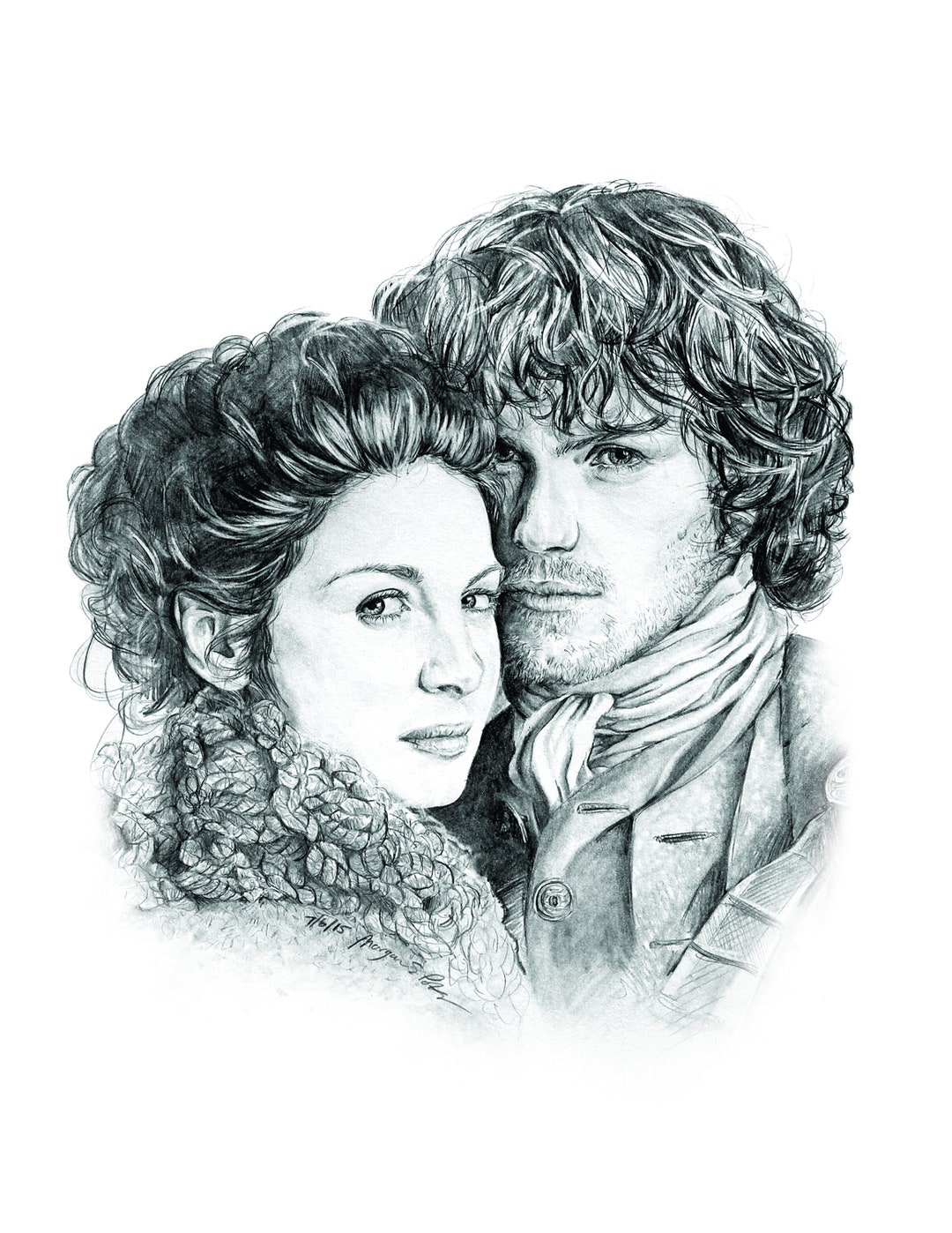 Outlander - Jamie and Claire Drawing [8.5x11" PRINT] - Etsy