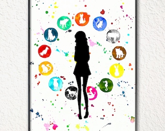 Fruits Basket Zodiac Watercolor 11x17&quot; Print