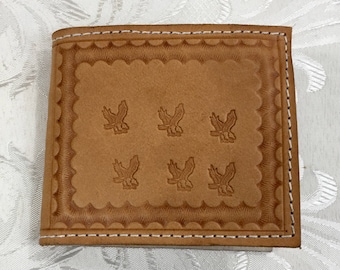 Brown leather wallet, Men's leather wallet, Handtooled leather wallet, Leather wallet, Vintage folding wallet, Mens billfold
