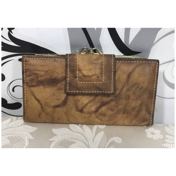 Brown wallet, Vintage leather wallet, Folding wallet, Checkbook wallet, Purse wallet, Women's leather wallet