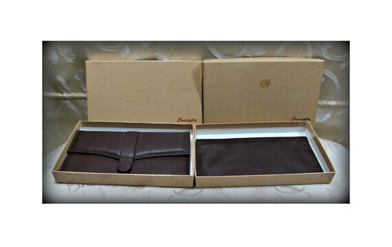 Brown wallet, Vintage leather wallet set, Folding