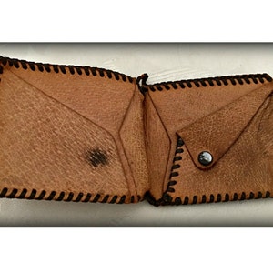 Cartera de cuero marrón, Cartera de cuero para hombre, Cartera plegable para hombre, Cartera de cuero, Cartera plegable vintage, Billetero para hombre