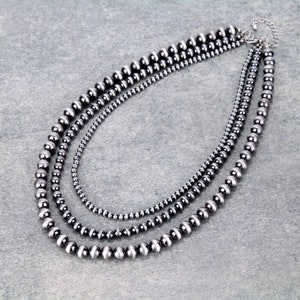 SALE Southwestern Navajo Pearl Style acrylic Beads Three Strand Layered Necklace - Tribal Boho #29