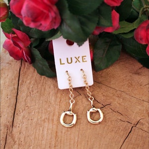 Long Horse Bit Equestrian Shiny Gold Metal Earrings - Metal Cowgirl Earrings Great Gift