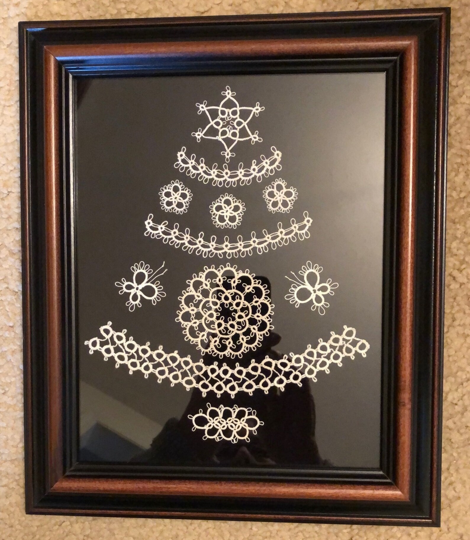 Framed Tatted Christmas Tree Etsy
