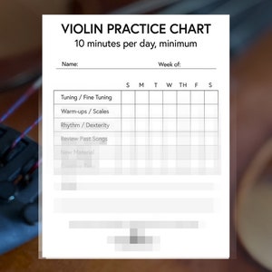 Violin Practice Chart Digital Download, Printable Practice Log, Musical