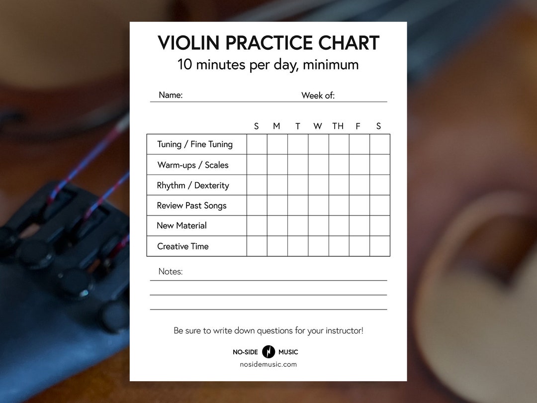 Violin Practice Chart Digital Download Printable Practice - Etsy