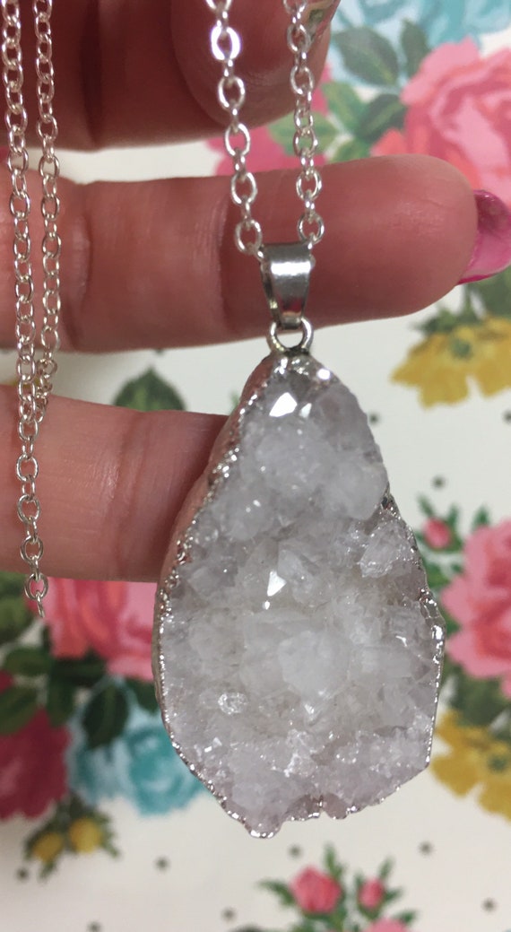 Druzy Jewelry Necklace Fashion | Fashion Necklace Natural Druzy - Natural  Crystal - Aliexpress