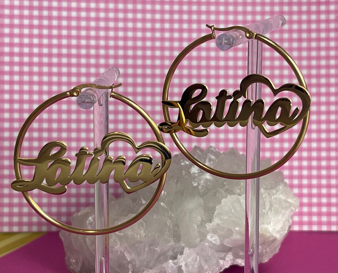 Latina Gold Hoop Earrings Latina Earrings Latine Jewelry Etsy