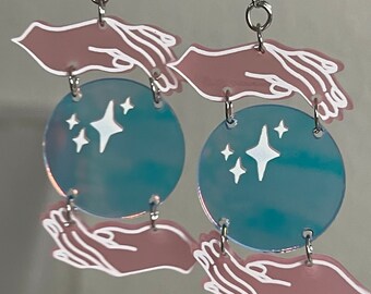 Acrylic Crystal Ball Earrings, Iridescent Earrings, Spooky Earrings, Bruja Earrings, Witchy Vibes, Witch Earrings, Witchy Aesthetic