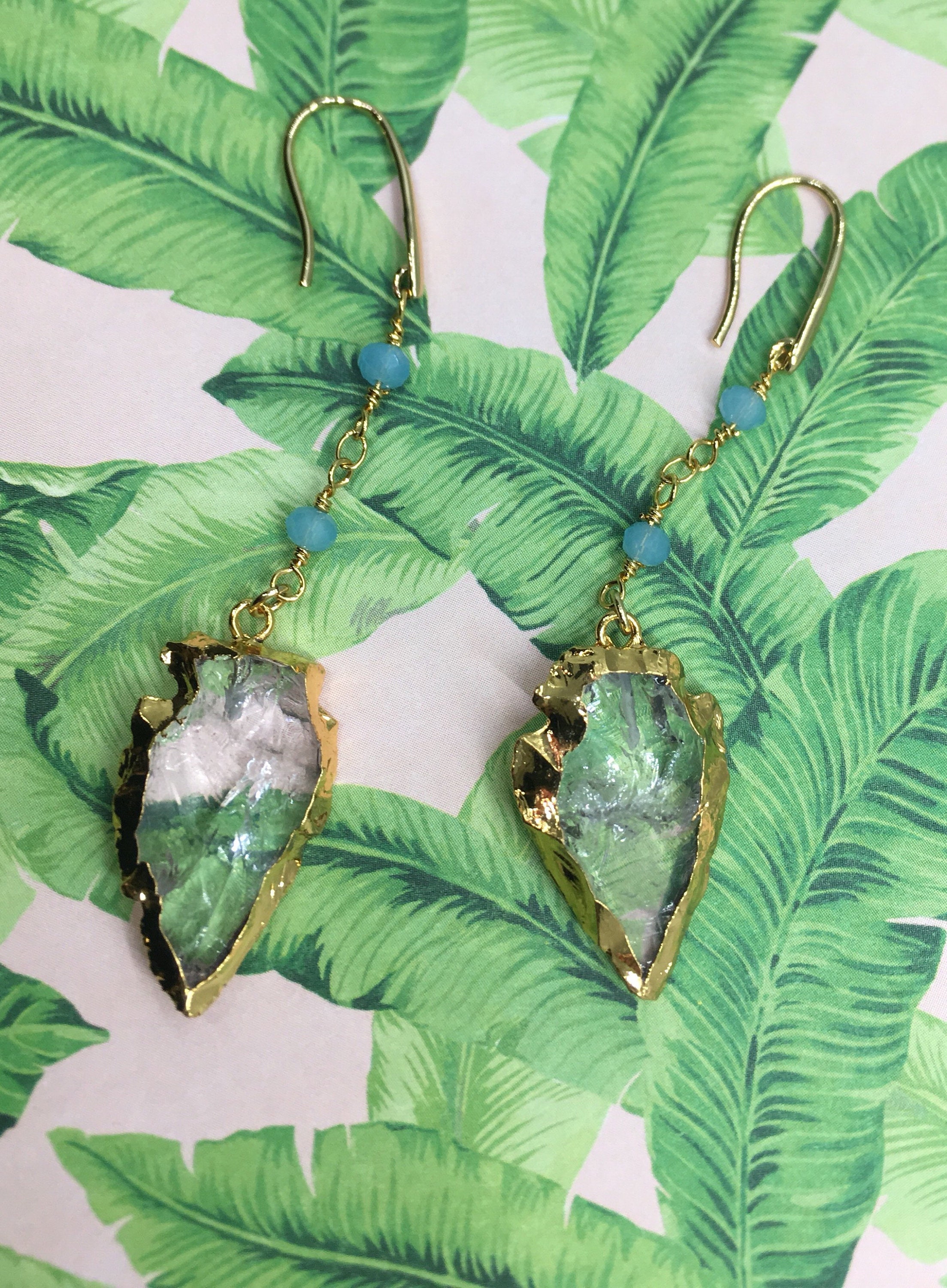 Hand Knapped Natural White Quartz Arrowhead Earrings | Etsy