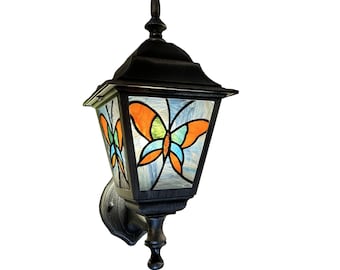 Stained Glass Outdoor Wall Light "Butterflies"