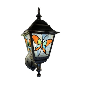 Aplique de pared exterior de vitral "Mariposas"