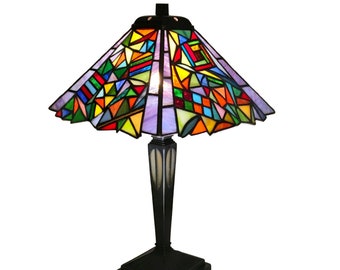 Buntglas-Tischlampe „Patchwork“