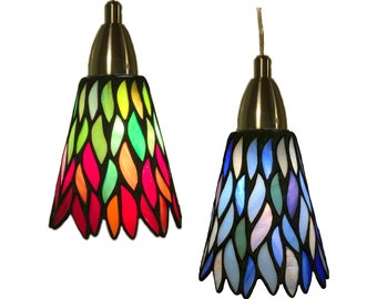 Stained Glass Tiffany Style Art Nouveau Pendant Lamps Etsy