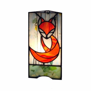 Gebrandschilderd Glas Nachtlampje Fox afbeelding 1