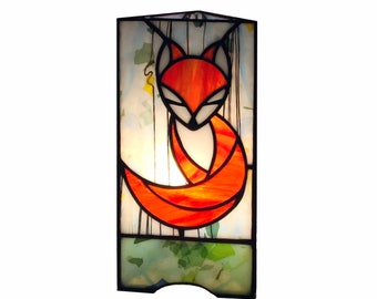 Luce notturna in vetro colorato "Fox"