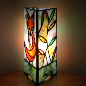 Gebrandschilderd Glas Nachtlampje Fox afbeelding 3