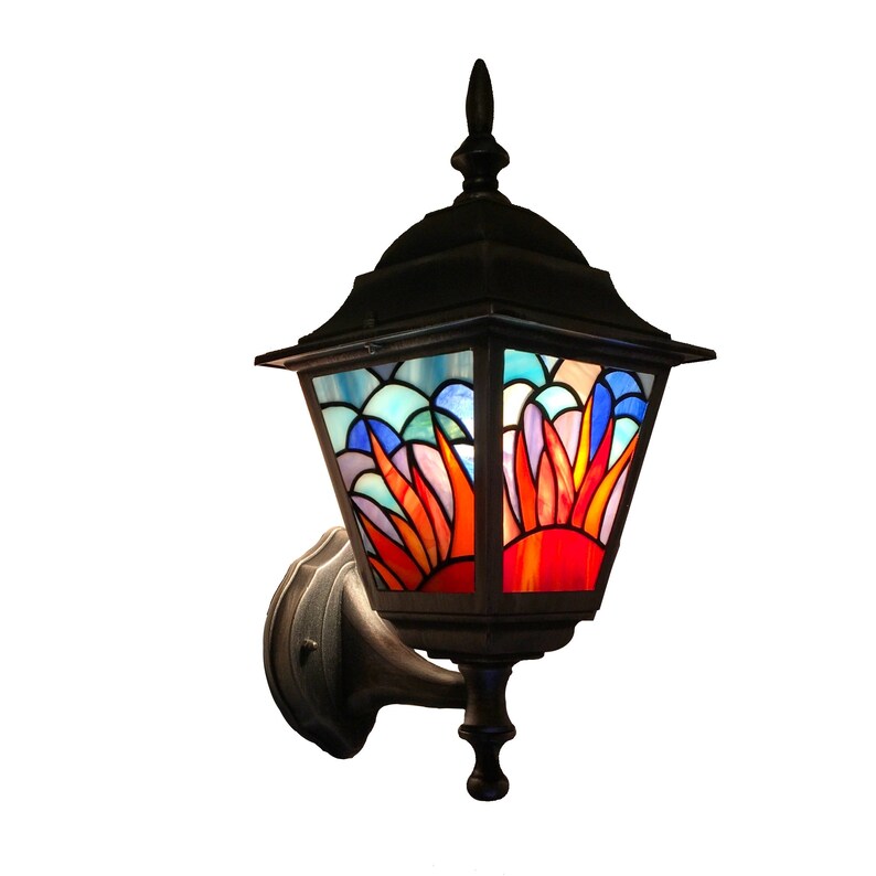 Stained Glass Outdoor Wall Light sunrise Etsy