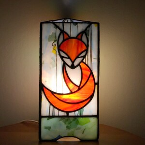 Gebrandschilderd Glas Nachtlampje Fox afbeelding 2