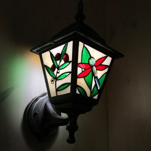 Stained Glass Outdoor Wall Light "Dragonfly" image 2