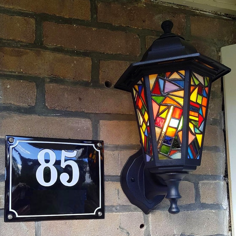 Stained Glass Outdoor Wall Light kaleidoscope Reversible Mount Etsy