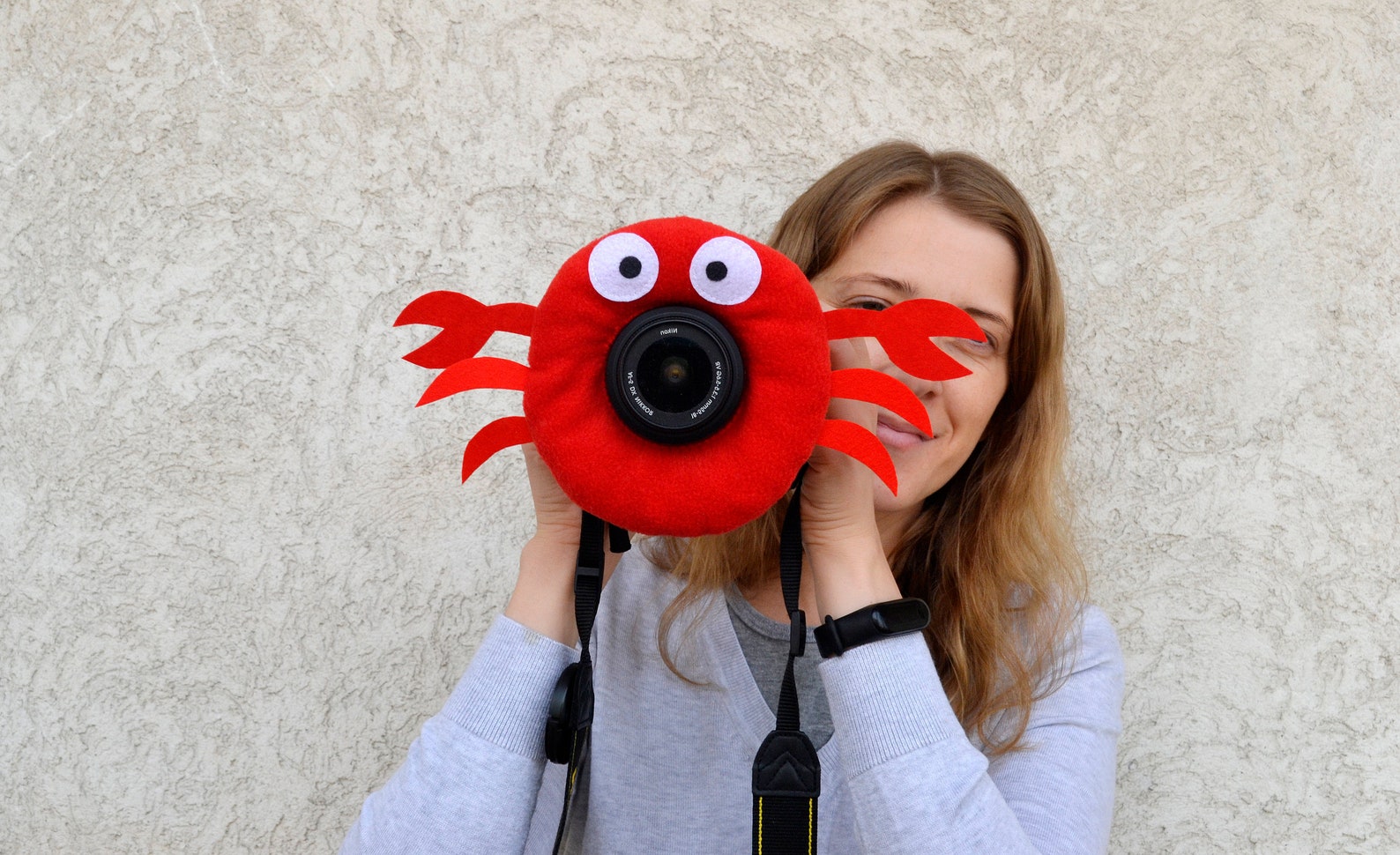 Red camera lens buddy Lens critter Crab lens buddy Etsy