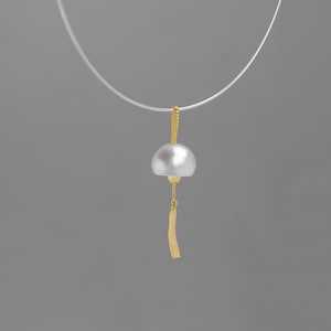 Wind Chime Necklace Charm-Sterling Silver Japan Style Wind Bell Pendant-Gold Drop-Blessing Jewelry-Gift for her