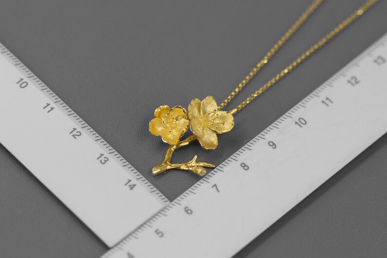 Sakura Flower Necklacesterling Silver Flower Twig Etsy
