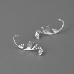 Acanthus Leaf Earring-Sterling Silver Leaf Stud Earring-Antique Leaf-Dainty Leaf Jewelry-Gift for Women