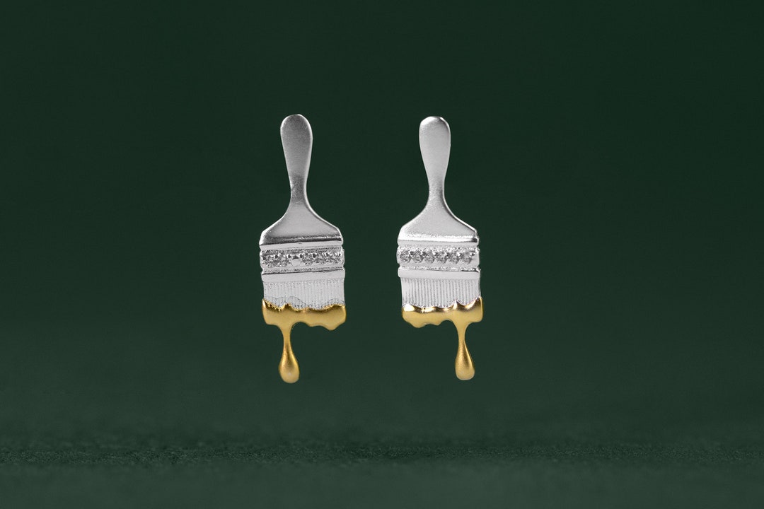 Paint Brush Earringssterling Silver Paint Brush Stud Earringsartist