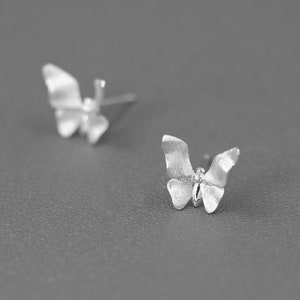Small Butterfly Charm Earring-Sterling Silver Butterfly Stud Earring-Small Wing-Silver Insect Jewelry-Gift for her