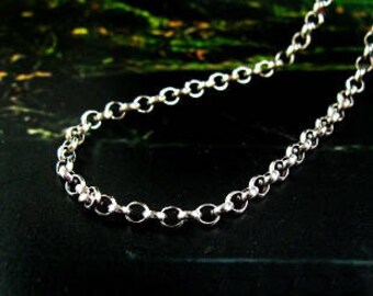925 sterling silver Rollo chain-solid antique silver-loop chain-dainty jewellry-finished ready to wear-necklace pendant chain