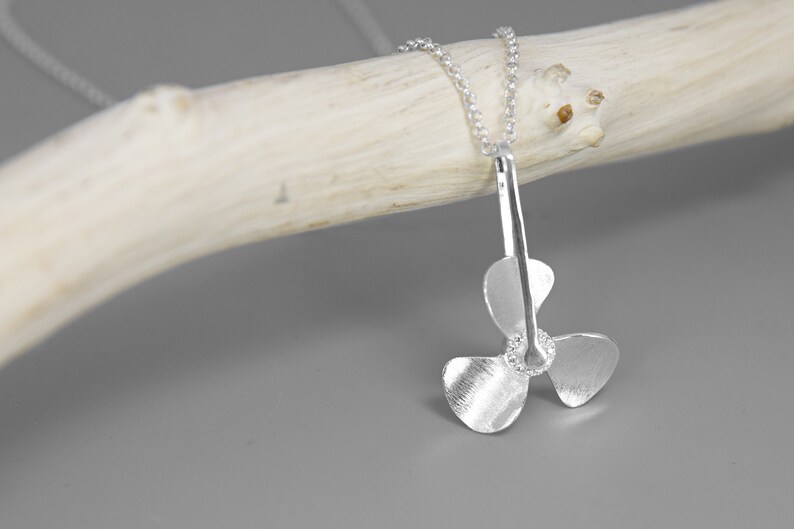 Boat Propeller Charm Necklacesterling Silver Three Blade Etsy