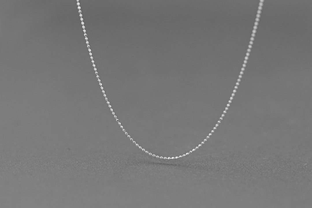 Round Bead Necklacesterling Silver Bead Necklace Chainsilver Etsy