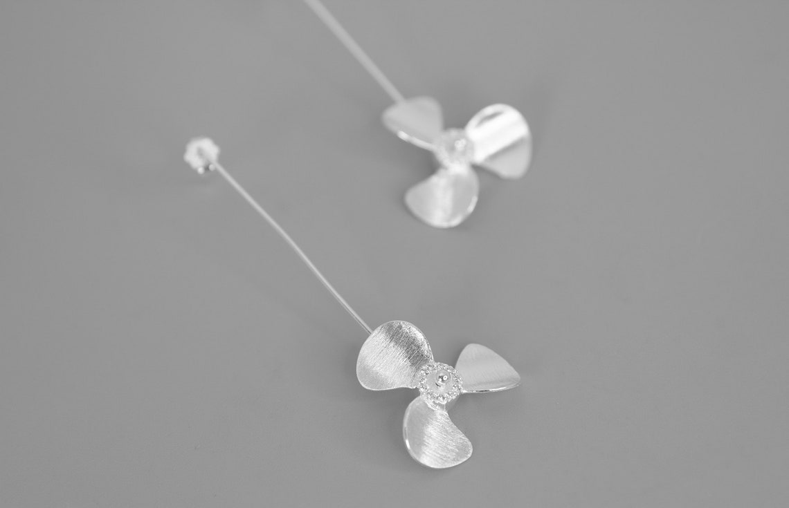 Boat Propeller Charm EarringSterling Silver Three Blade Etsy