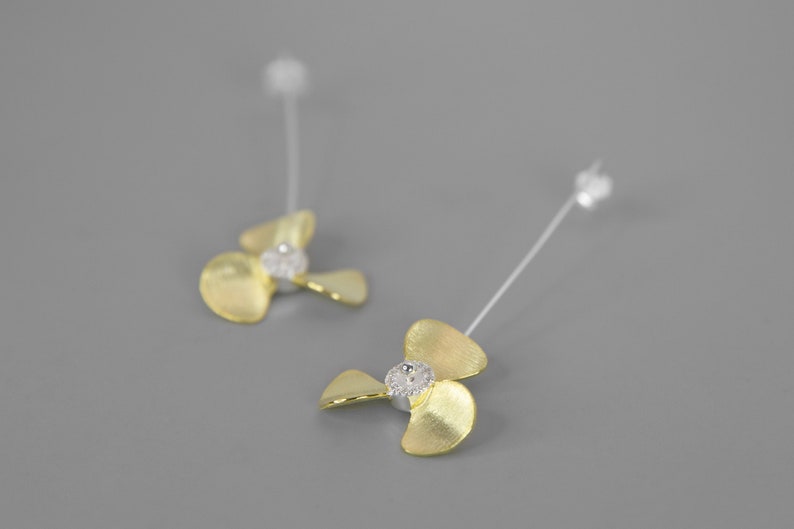 Boat Propeller Charm Earringsterling Silver Three Blade Etsy