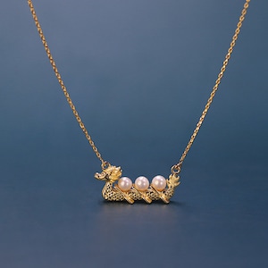 Drakenboot ketting-sterlingzilveren drakenboot edelsteen hanger ketting-zilveren peddel-Chinese antieke sieraden-cadeau voor haar