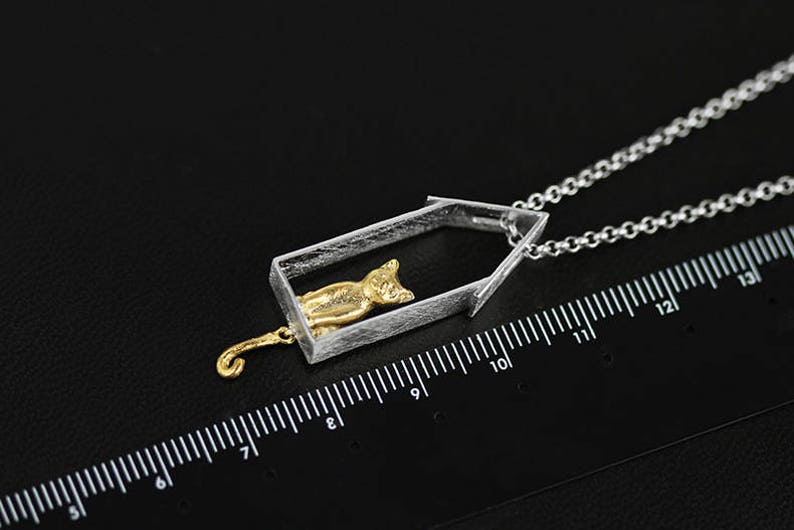 Sterling Silver Frame Necklace Cat On Windowsill Pendant Etsy