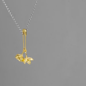 Jasmin Blume Halskette Charm-Sterling Silber Sicherheitsnadel Blüte Blume Anhänger-Blumen Schmuck-Jasmin Schmuck-Geschenk für sie