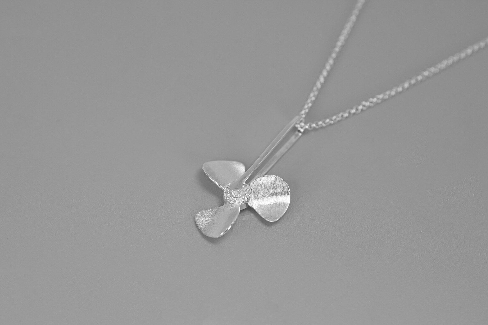 Boat Propeller Charm Necklacesterling Silver Three Blade Etsy
