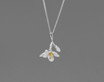 Freesie Blume Halskette Charm-Sterling Silber Freesie Blume Anhänger-Frühlingsblume-Dainty Floral Schmuck-Muttertag Geschenk