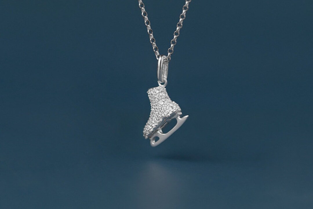 Ice Skates Necklacesterling Silver Ice Skates Zircon Pendantsparkling