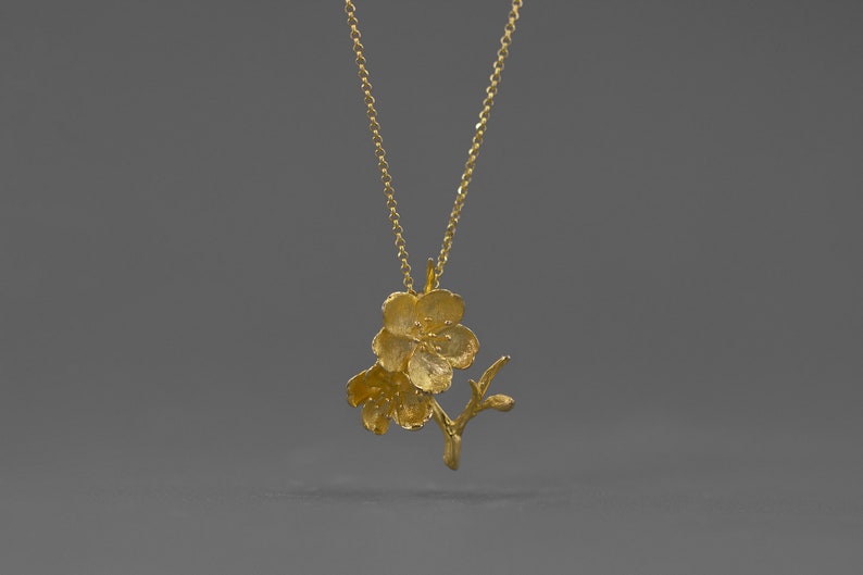 Sakura Flower Necklacesterling Silver Flower Twig Etsy