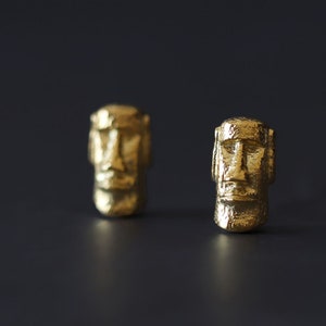 Easter Island Statues Earrings-Sterling Silver Head Statue Stud Earring-Moai Statue-Silver Statue Jewelry-Gift for her